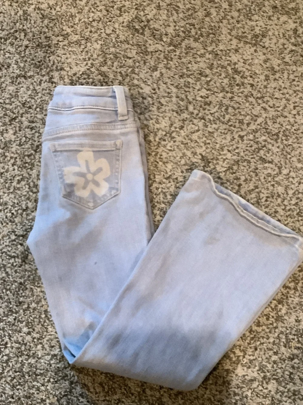 Girls Size 6x Light Blue Floral Print Bootcut Jeans